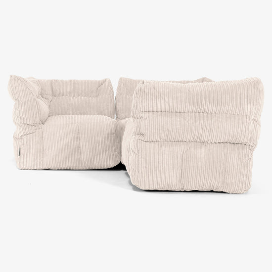 Modulární Rohová Pohovka 3místná - Manšestr Slonovinová 02