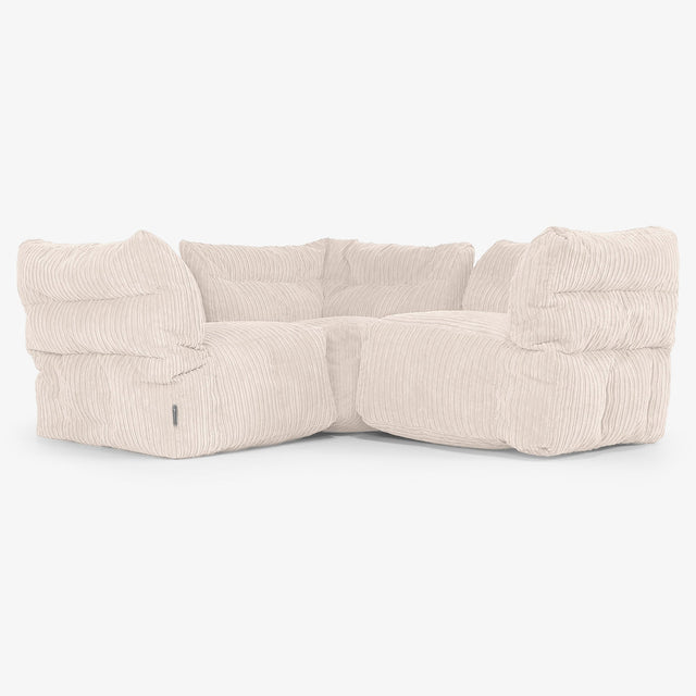 Modulární Rohová Pohovka 3místná - Manšestr Slonovinová 01