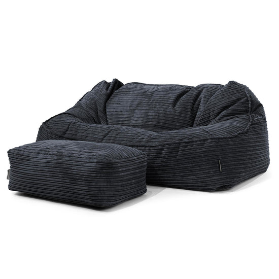Velká sedací vak Sloucher, pohovka - Manšestr Černá 02