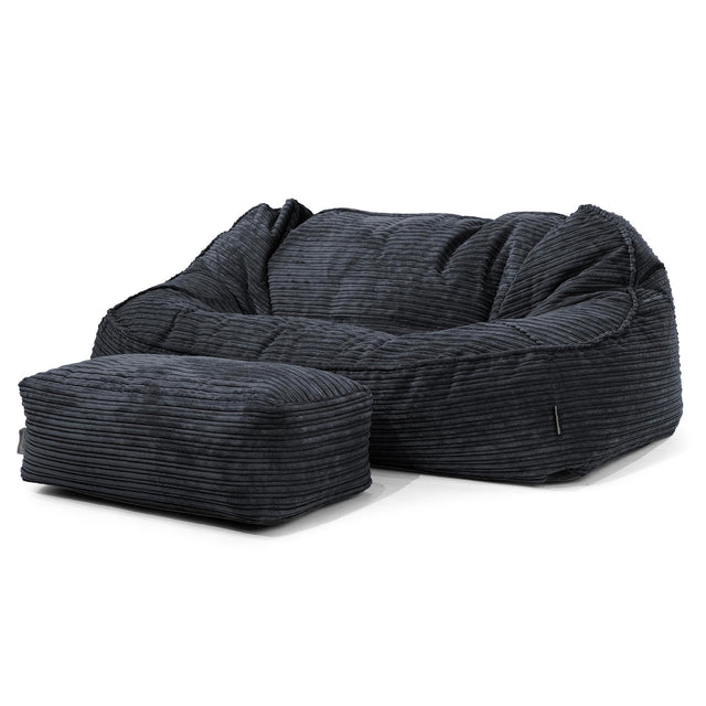 Velká sedací vak Sloucher, pohovka - Manšestr Černá 02