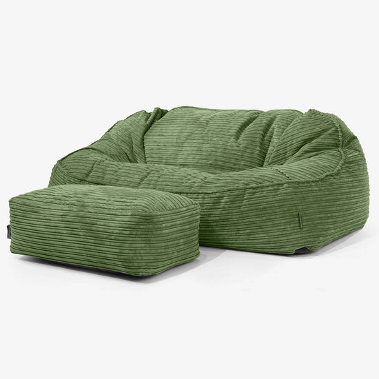Velká sedací vak Sloucher, pohovka - Manšestr Lesní zelená 02