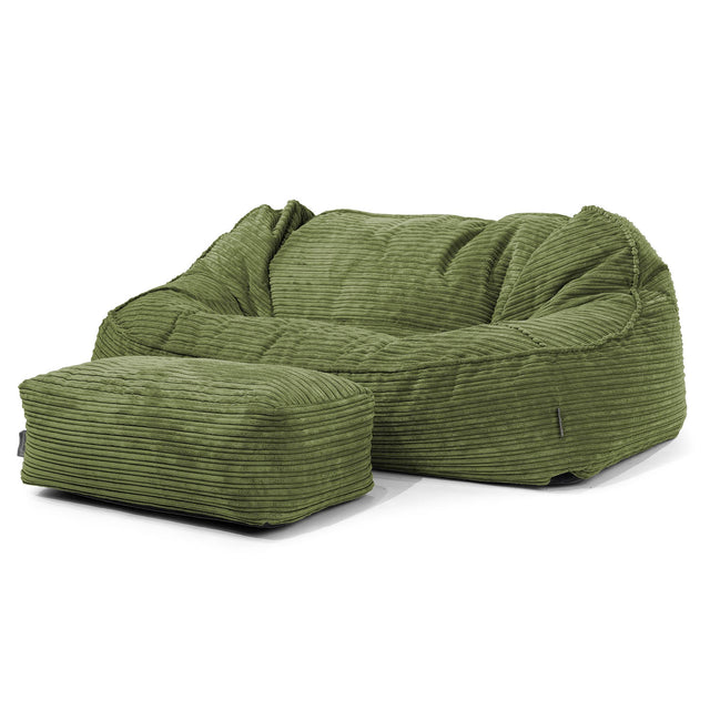 Velká sedací vak Sloucher, pohovka - Manšestr Lesní zelená 02
