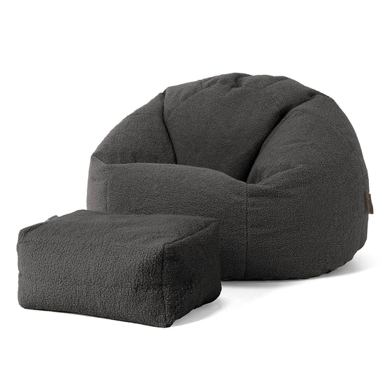Klasický sedací pytel - Buklé Tmavomodrá šeď 02