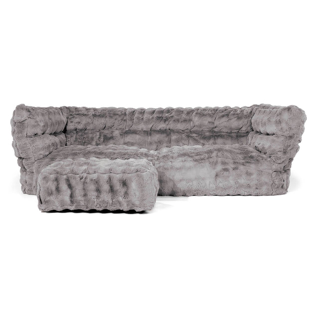 Louis 3 Místná sedací vak pohovka - Umělá kožešina Bublina Šedá 02