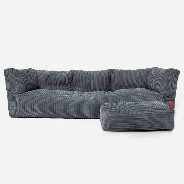 Albert 3 Místná sedací vak pohovka - Manšestr Břidlicově šedá 02