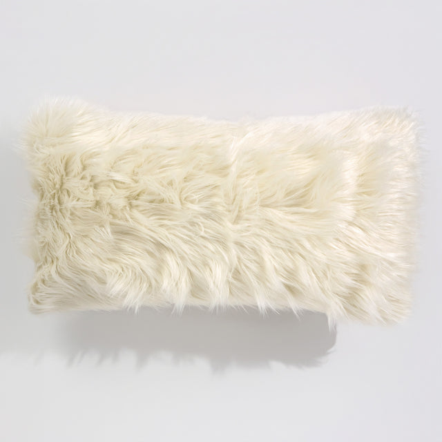 Obří Povlak na Polštář 40 x 70 cm - Mongolská Umělá Kožešina Krémová 01