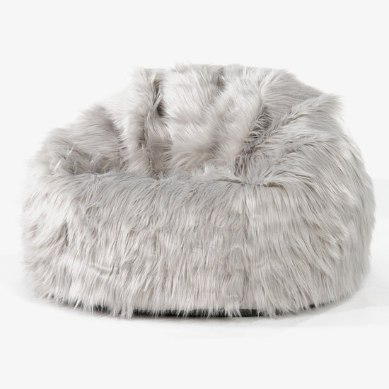 Klasický sedací pytel - Mongolská Umělá Kožešina Šedá 01