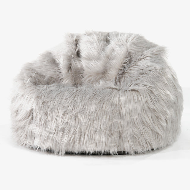 Klasický sedací pytel - Mongolská Umělá Kožešina Šedá 01
