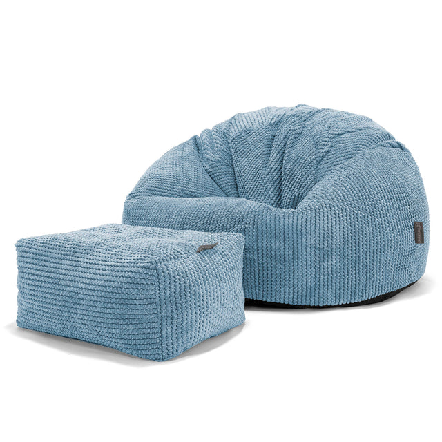 Klasický sedací pytel - Pom pom Azurová