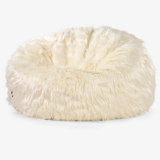 Klasický sedací vak pohovka - Mongolská Umělá Kožešina Krémová 01