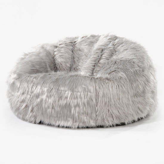 Klasický sedací vak pohovka - Mongolská Umělá Kožešina Šedá 01