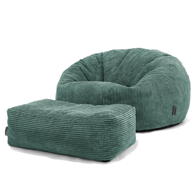 Klasický sedací vak pohovka - Pom pom Mechová Zelená 02