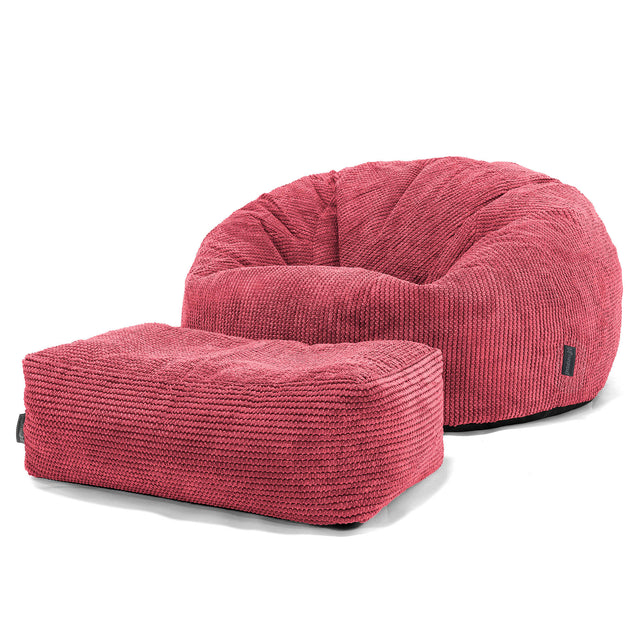 Klasický sedací vak pohovka - Pom pom Pastelově červená 02