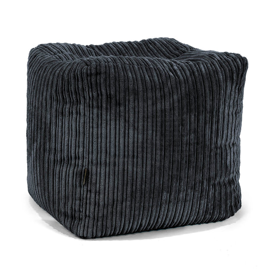 Krychlová podnožka puf - Manšestr Černá 01