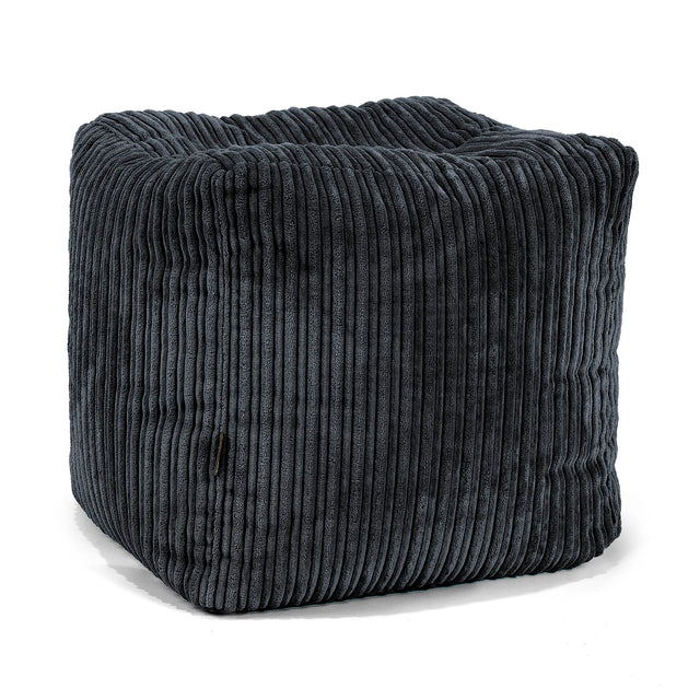 Krychlová podnožka puf - Manšestr Černá 01