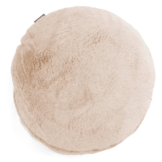 Kulatý Povlak na Polštář 50cm - Umělá králičí kožešina Bílá 01