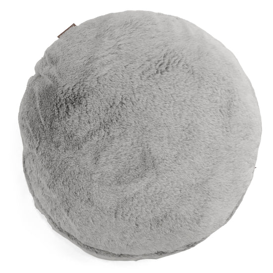 Kulatý Povlak na Polštář 50cm - Umělá králičí kožešina Světle šedá 01
