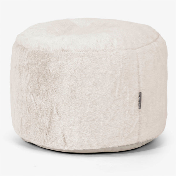 Malá kulatá podnožka - Umělá králičí kožešina Bílá 01