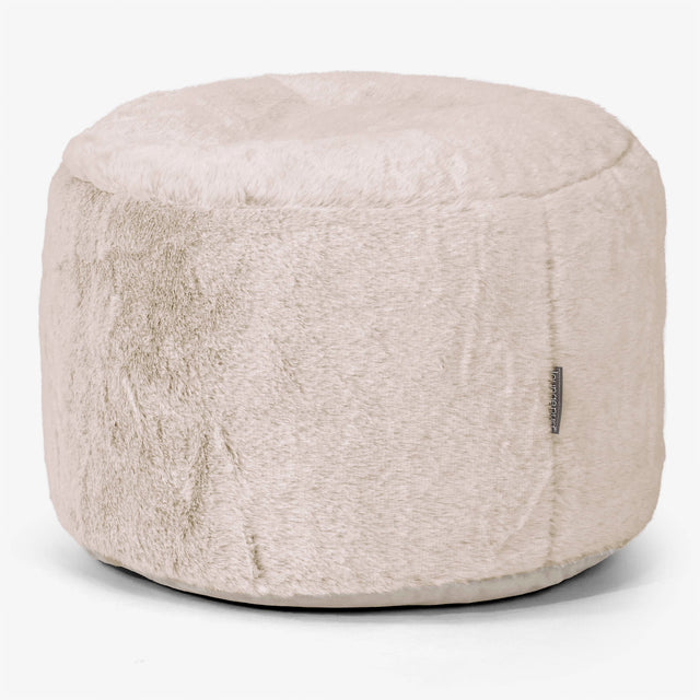 Malá kulatá podnožka - Umělá králičí kožešina Zlato-hnědá 01