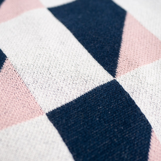 Malá podnožka - Pletený Geometrický Modrá 03