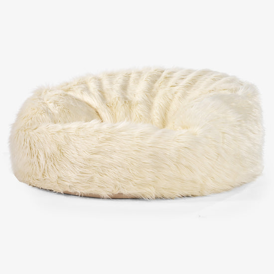 Mamutí sedací vak pohovka - Mongolská Umělá Kožešina Krémová 01