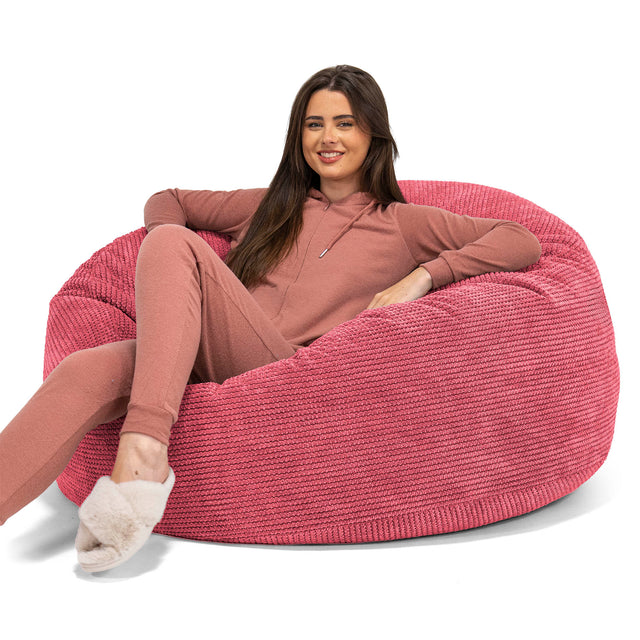 Mamutí sedací vak pohovka - Pom pom Pastelově červená 01