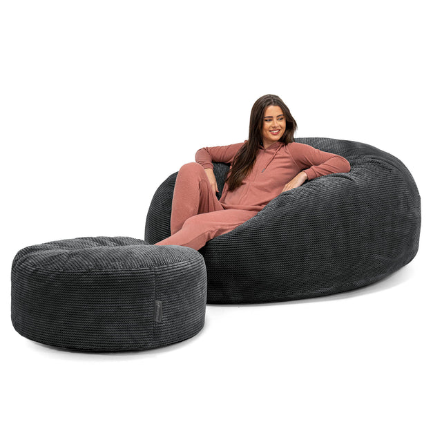 Mega mamutí sedací vak pohovka - Pom pom Černá 02