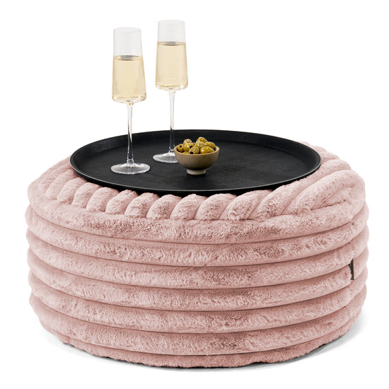 Ottoman Puf s Podnosem - Ultra plyšový kord Pudrově růžová - 01