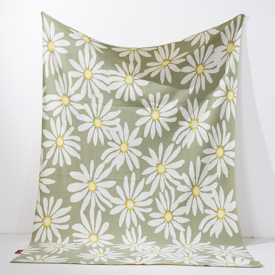 Přehoz na pohovku / deka - Pletený Květinový Máta 01