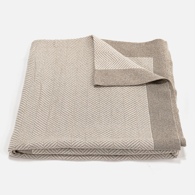 Přehoz na pohovku / deka - Pletený Rybí Kost Kámen 02