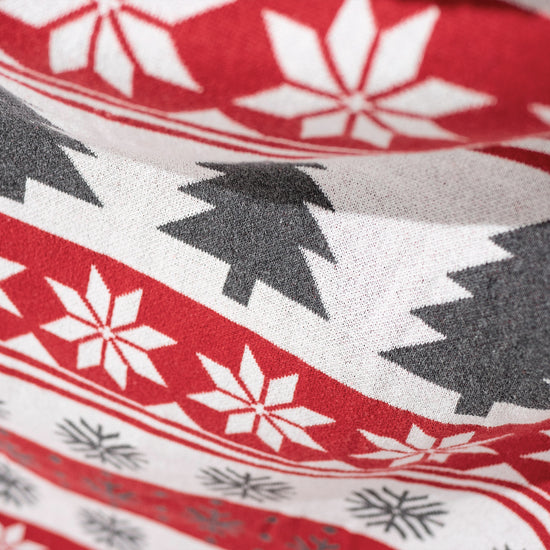 Přehoz na pohovku / deka - Pletený Vánoční Fairisle Červená 04