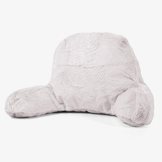 Polštář na čtení s vysokou opěrkou zad - Umělá králičí kožešina Pudrově růžová 01