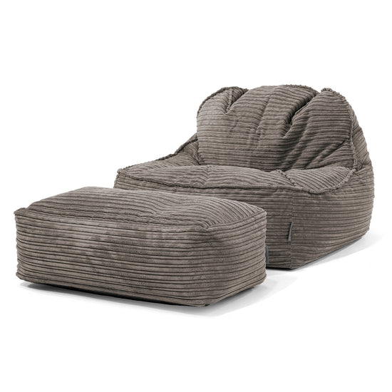 Sedací pytel Sloucher 2.0, křeslo - Manšestr Tmavomodrá šeď 02