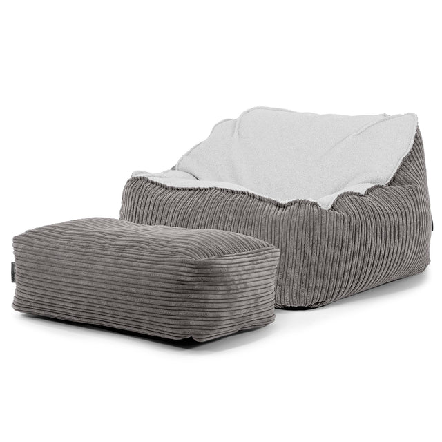 Sedací pytel Sloucher, křeslo - Buklé & Manšestr Tmavomodrá šeď 03