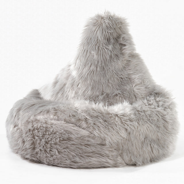 Sedací vak hruška - Mongolská Umělá Kožešina Šedá 01