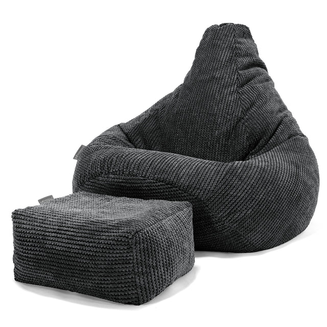 Sedací vak hruška - Pom pom Černá 01