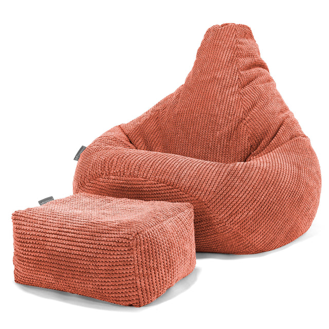 Sedací vak hruška - Pom pom Dýňová Oranžová 01