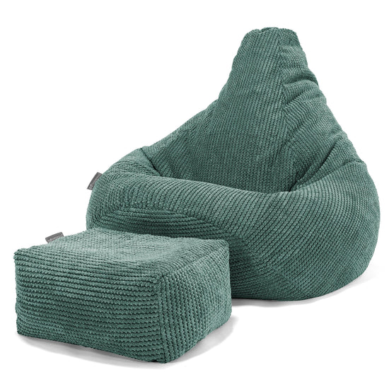 Sedací vak hruška - Pom pom Mechová Zelená 01