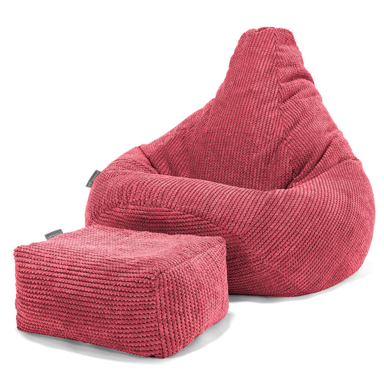 Sedací vak hruška - Pom pom Pastelově červená 01