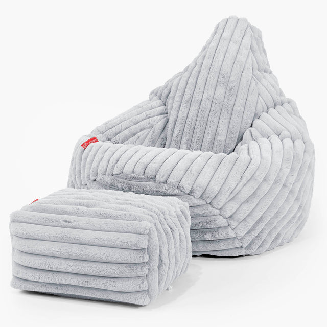 Sedací vak hruška - Ultra plyšový kord Modrá kačenková 01