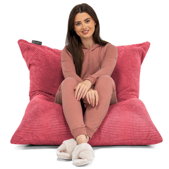 Sedací vak XXL - Pom pom Pastelově červená 02