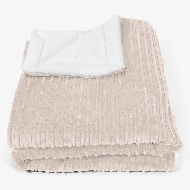 Velká Přehoz / Přikrývka Sherpa 140 x 200cm - Manšestr Slonovinová - 01