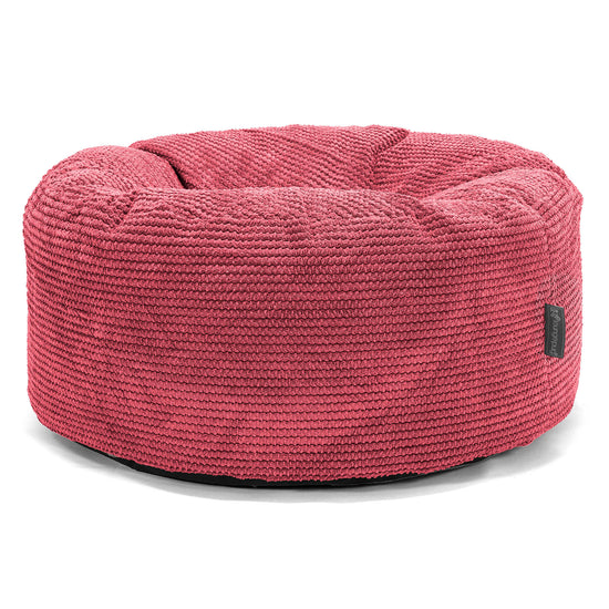Velký kulatý puf - Pom pom Pastelově červená 01