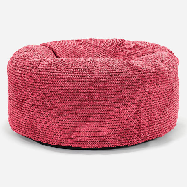 Velký kulatý puf - Pom pom Pastelově červená 01