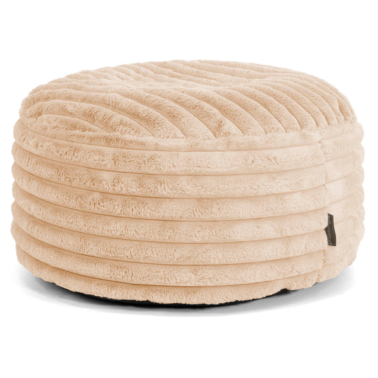 Velký kulatý puf - Ultra plyšový kord Broskvová 01