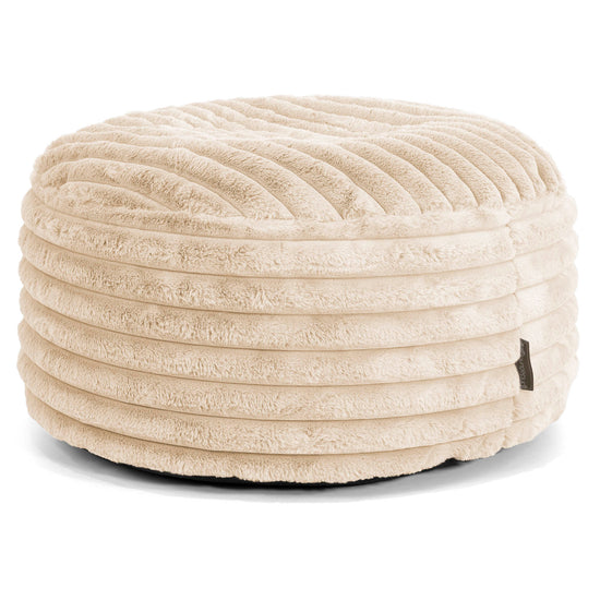 Velký kulatý puf - Ultra plyšový kord Krémová 01