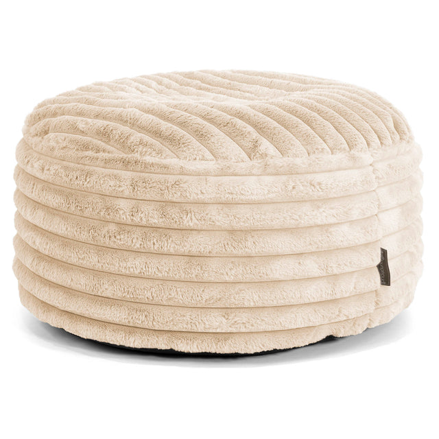 Velký kulatý puf - Ultra plyšový kord Krémová 01