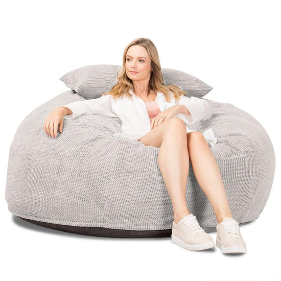 LOUNGE PUG, CloudSac 1010 XXL - XXL sedací vak ve tvaru pohovky z paměťové pěny (NOVÝ DESIGN),Pom pom Slonovinová