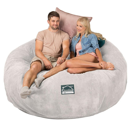 LOUNGE PUG, CloudSac 3000 XXXL - obří sedací vak ve tvaru pohovky/dvousedačky z paměťové pěny (King Size),Pom pom Slonovinová