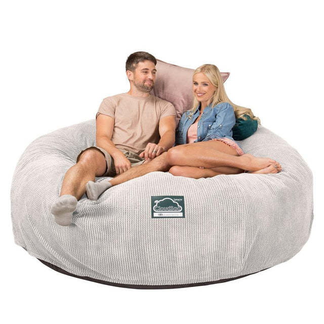 LOUNGE PUG, CloudSac 3000 XXXL - obří sedací vak ve tvaru pohovky/dvousedačky z paměťové pěny (King Size),Pom pom Slonovinová